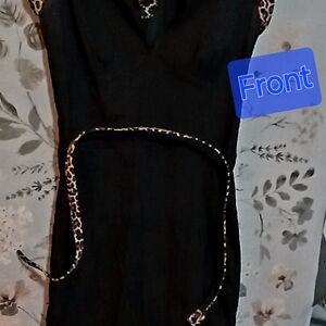 Elegant Black Dress with Leopard Accents By PinUp Couture